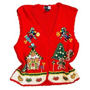 Vintage Beldoch Popper Gingerbread Christmas Sweater Vest